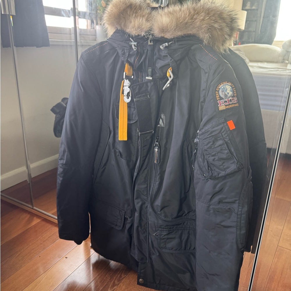 Men's Black Jacket with Fur Hood